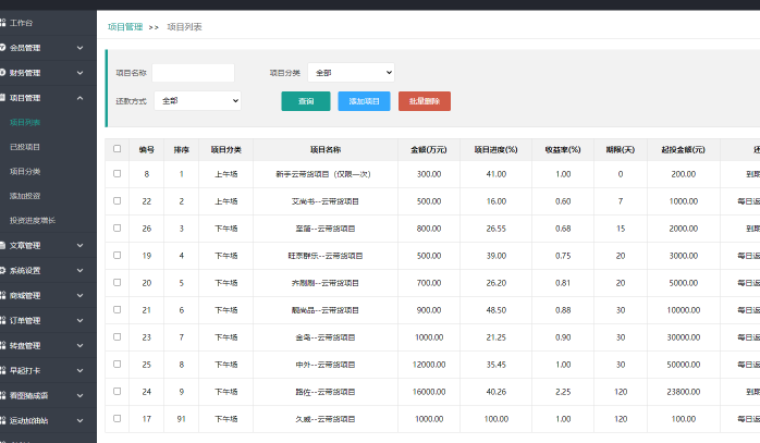 满度投资理财 带余额宝 合约收益 p2p理财 积分商城 小游戏