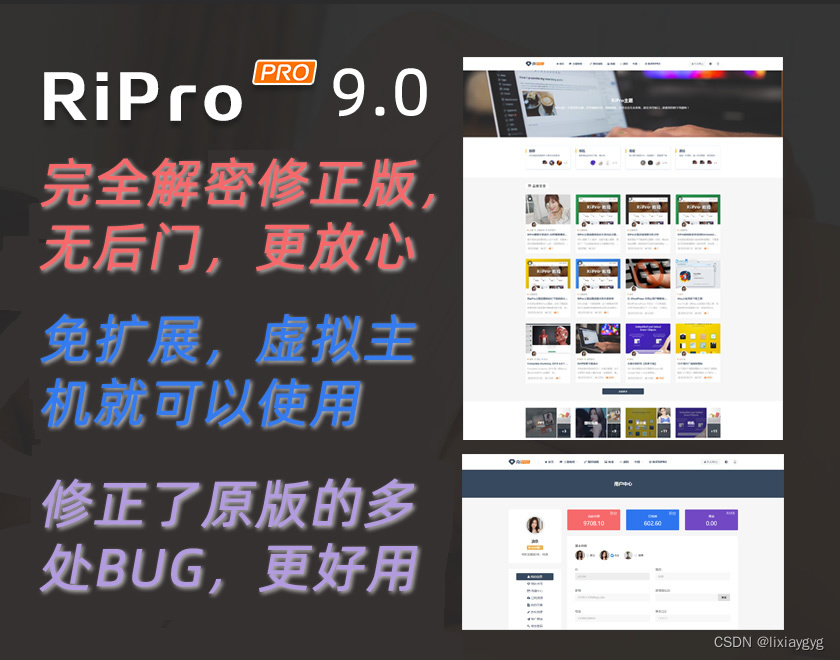 RiPro9.0-WordPress日主题修复明文免授权完整版（持续更新）