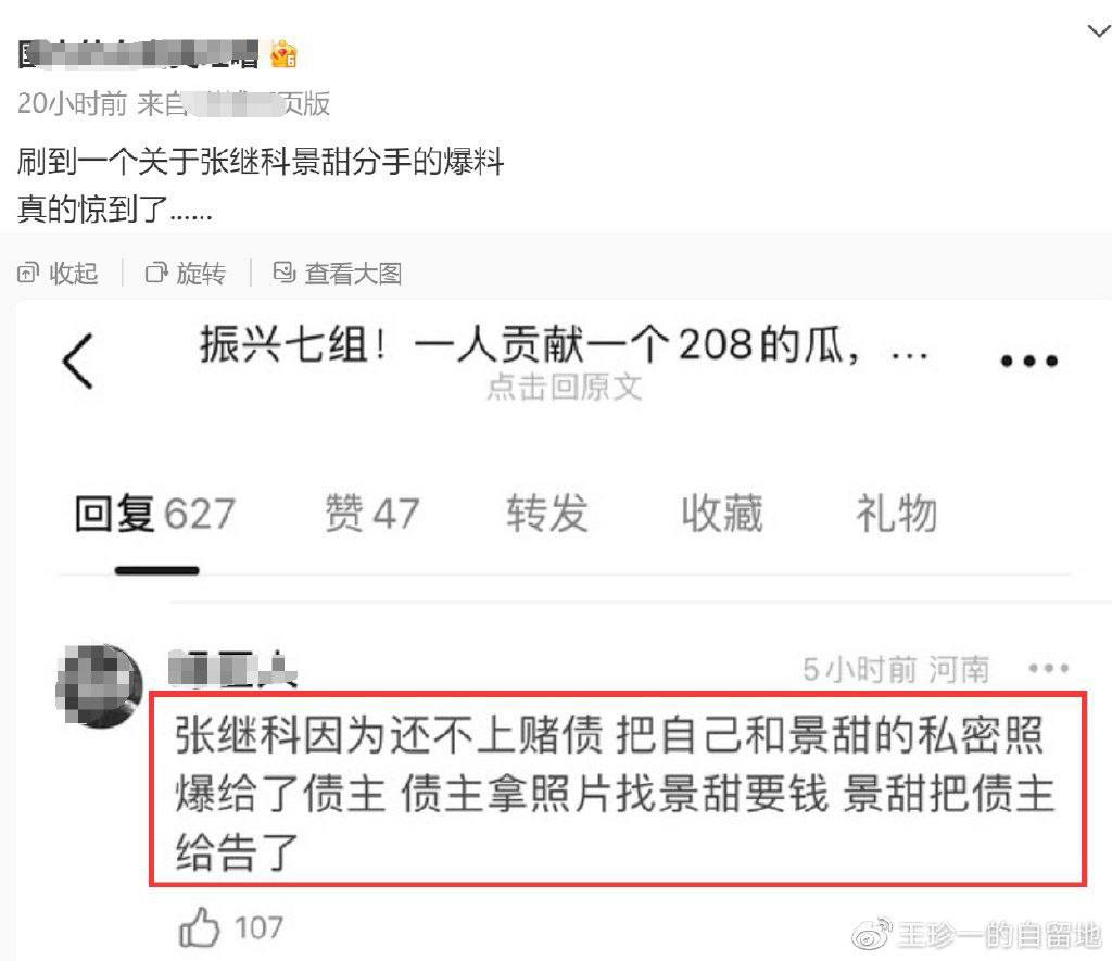 网传张继科因欠债出卖景女士私密三段视频